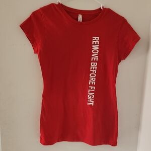 Red 'Remove Before Flight' Graphic Tee - Women -travel